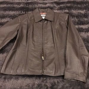 Brown leather jacket
